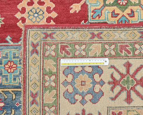 8x10 Red Kuba Afghan Hand Knotted Wool Area Rug